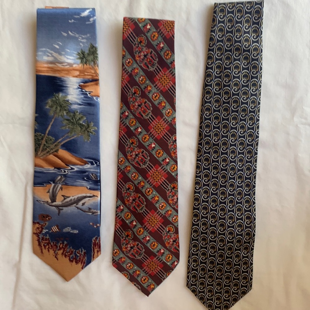 Ties, three like new, all 100 per cent silk, hardly or never worn, no tags